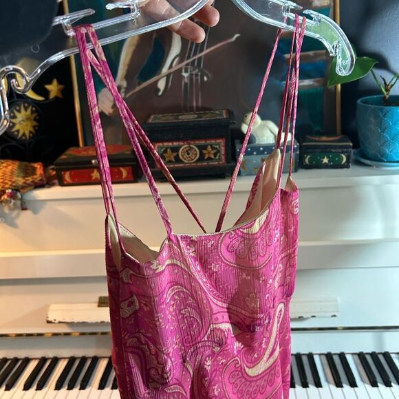 Jacob Pink Y2K Paisley Midi Dress 9/10 - Picture 11 of 16